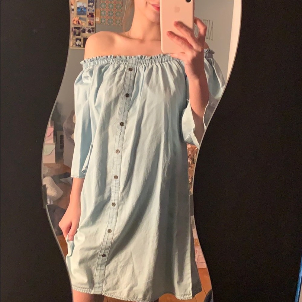 A jean material flowy dress